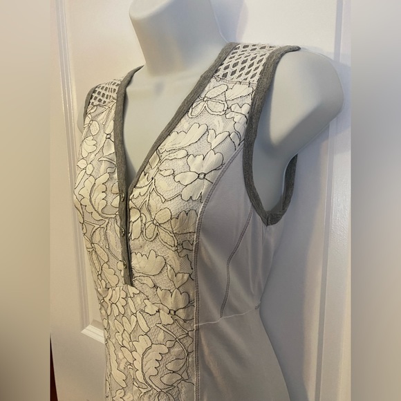 Dolcezza Tunic Minidress Sleeveless Lace Accent White Gray Size XS - Picture 5 of 11